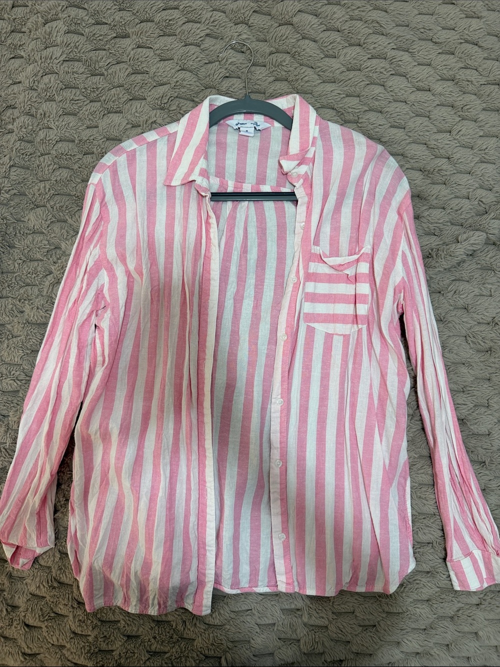 Striped Pink & White Button-Up Womens Shirt